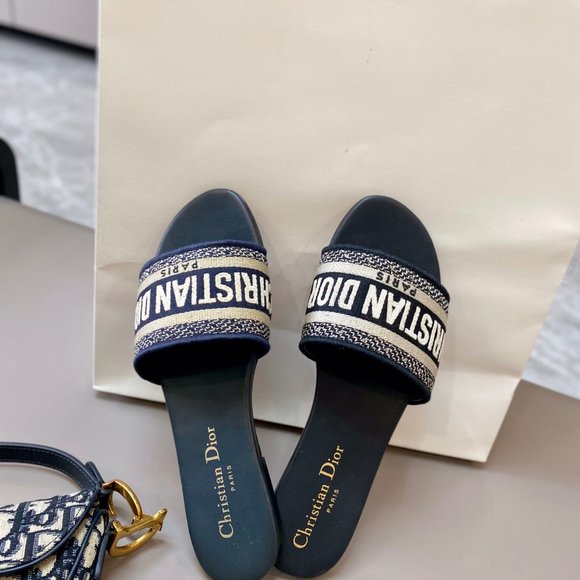 DWAY SLIDE Black Embroidered Cotton Slide Slippers - Picture 6 of 9